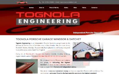 Top of the website for Tognola Engineering