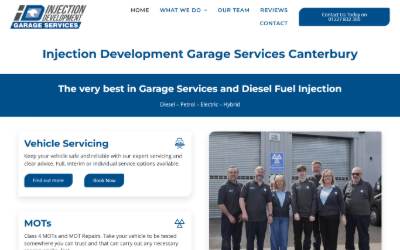Top of the website for Injection Development