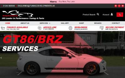 Top of the website for Tuning Developments