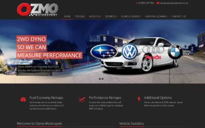 Website preview for Ozmo Motorsport Performance Centre