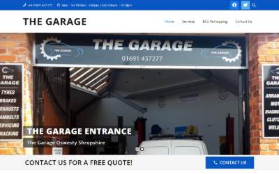 Website preview for The Garage