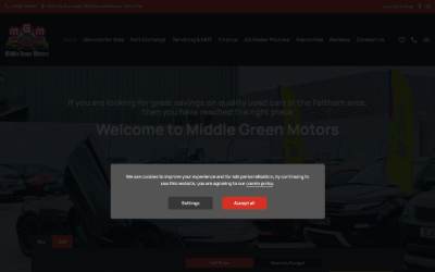 Website preview for Middle Green Motors (MGM)
