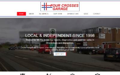 Website preview for Four Crosses Garage