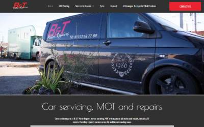 Website preview for B & T Motor Repairs