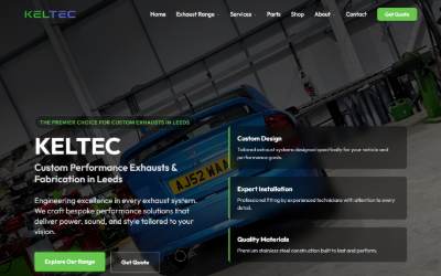 Website preview for Keltec Exhausts Leeds