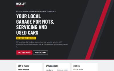 Website preview for Mickley Garage